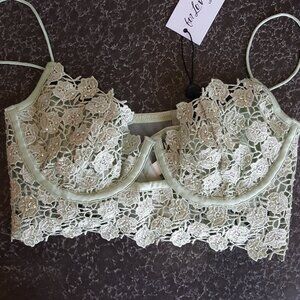 FOR LOVE AND LEMONS  !  Lace Bustier/Bra With Crystal  ( M )
